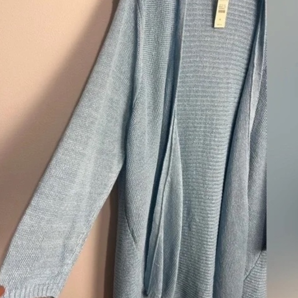 Talbots Open Cardigan Linen Blue Long Line Open Cardigan NWT XL - Picture 7 of 7
